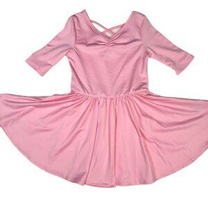 Dot Dot Smile Solid Baby Pink Ballet Ballerina Dress Crisscross Back Girls 2T
